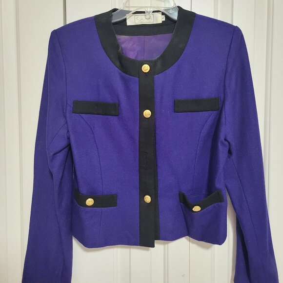Vintage Women's Button Up Purple Blazer (Size: Large L) - Picture 1 of 6